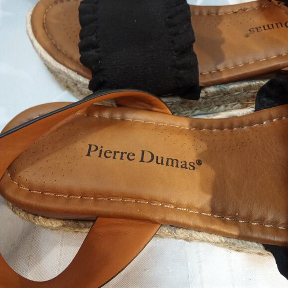 Pierre Dumas MAGIC-8 Black Ruffle Espadrille Sandals Womens Size 6 - Picture 7 of 8